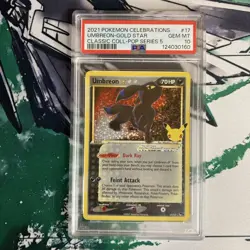 Pokemon Umbreon Gold Star 17/25 Holo Card Celebrations 25th Anniversary PSA 10 - Image 1