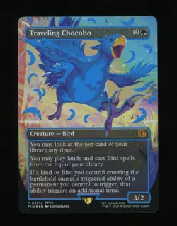 Traveling Chocobo (Borderless) (Neon Ink Blue) - MTG Final Fantasy - Image 1