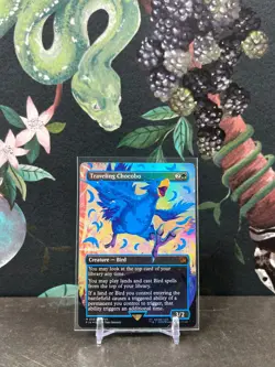 Traveling Chocobo (Borderless) (Neon Ink Blue) - MTG Final Fantasy - Image 3