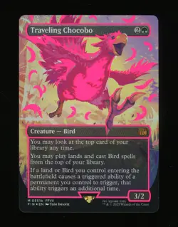 Traveling Chocobo (Borderless) (Neon Ink Pink) - MTG Final Fantasy - Image 1