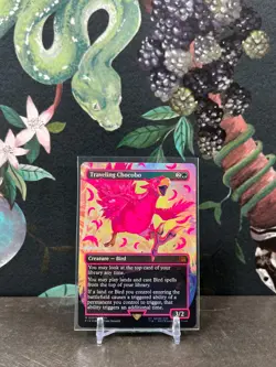 Traveling Chocobo (Borderless) (Neon Ink Pink) - MTG Final Fantasy - Image 3