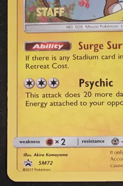 Alolan Raichu Staff Stamped Prerelease Crimson Invasion Promo Pokemon Card SM72 - Image 4