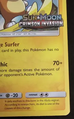 Alolan Raichu Staff Stamped Prerelease Crimson Invasion Promo Pokemon Card SM72 - Image 5
