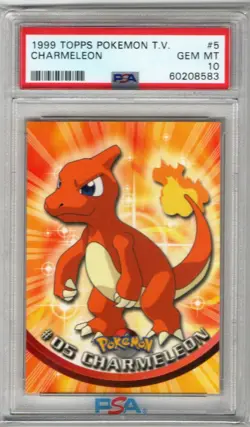 1999 Topps Pokemon T.V. CHARMELEON Black Logo #5 PSA 10 Gem Mint - Image 1