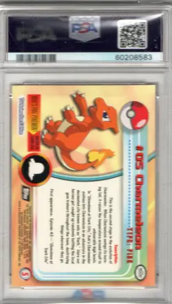 1999 Topps Pokemon T.V. CHARMELEON Black Logo #5 PSA 10 Gem Mint - Image 2