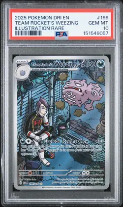 2025 POKEMON DRI EN-DESTINED RIVALS #199 TEAM ROCKET'S WEEZING PSA 10 - Image 1