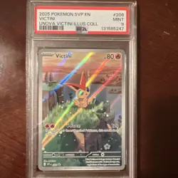 2025 POKEMON SVP EN-SV BLACK STAR PROMO #208 VICTINI PSA 9 - Image 1