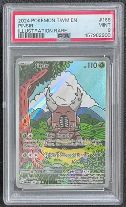 2024 POKEMON TWM EN-TWILIGHT MASQUERADE ILLUSTRATION RARE #168 PINSIR PSA 9 - Image 1