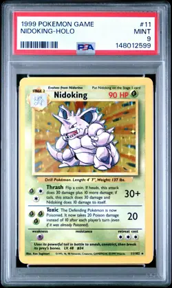 1999 POKEMON BASE SET UNLIMITED #11 NIDOKING-HOLO PSA 9 - Image 1