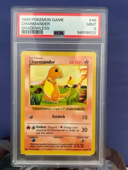 1999 Pokemon TCG Base Set CHARMANDER Shadowless #46 Graded PSA 9 MINT - Image 1