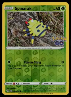 Spinarak (Peelable Ditto) 006/078 Common Pokemon GO Pokemon Reverse Holo LP - Image 1