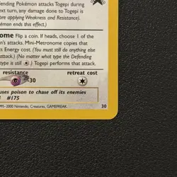 Pokemon TCG Togepi 30 Wizards Black Star Promos - LP - Image 2