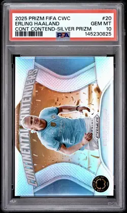 2025 Prizm FIFA Club World Cup Erling Haaland Silver Prizm PSA 10 - Image 1