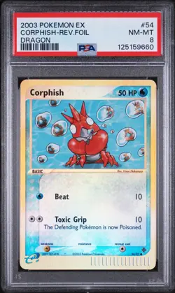 2003 Pokemon Card EX Dragon Corphish Reverse Holo Foil #54/97 PSA 8 NM-MT - Image 1