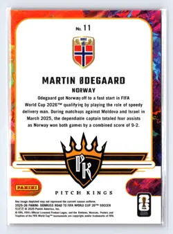 2025-26 Donruss Road to FIFA World Cup #11 Martin Odegaard Pitch Kings Red - Image 2