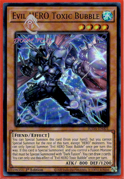 Yugioh! Evil HERO Toxic Bubble SUDA-EN001 (UR) 1st Ed "Evil HERO Support" - Image 1