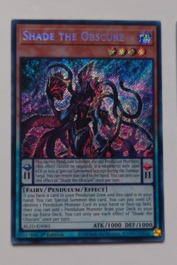 SHADE THE OBSCURE BLZD-EN083 SECRET RARE 1st EDITION YUGIOH *NEW & MINT* - Image 1