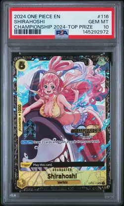 2024 ONE PIECE PROMOS CHAMPIONSHIP 2024-TOP PRIZE #116 SHIRAHOSHI PSA 10 - Image 1