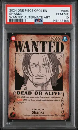 2024 ONE PIECE OP09-EMPERORS IN THE NEW WORLD WANTED ALTERNATE ART SHANKS PSA 10 - Image 1