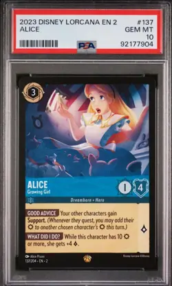 Disney Lorcana: ALICE Growing Girl 137/204 - Legendary - Rise Floodborn - PSA 10 - Image 1