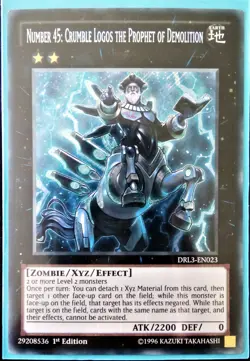 YuGiOh Number 45: Crumble Logos the Prophet of Destruction Secret Rare 1st Ed NM - Image 1