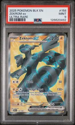 2025 POKEMON BLK EN-BLACK BOLT ULTRA RARE #158 ZEKROM EX PSA 9 - Image 1