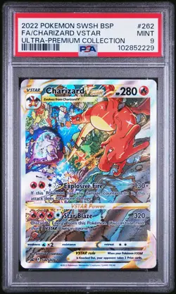 2022 POKEMON SWSH BLACK STAR PROMO #262 FULL ART/CHARIZARD VSTAR PSA 9 - Image 1