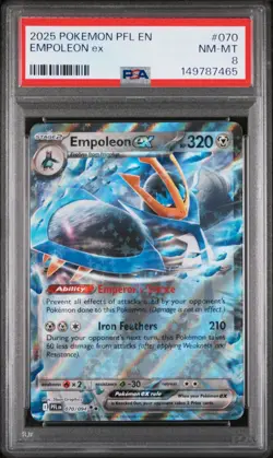 2025 POKEMON PFL EN-PHANTASMAL FLAMES #070 EMPOLEON EX PSA 8 - Image 1