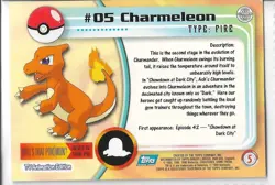 HOLO 1999 Topps Pokemon TV Animation Series 1 EURO Blue Logo Foil Charmeleon - Image 2