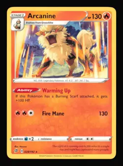 Arcanine 028/192 R Rebel Clash Pokemon NM - Image 1