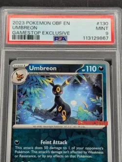 2023 POKEMON OBF EN-OBSIDIAN FLAMES #130 UMBREON GAMESTOP EXCLUSIVE PSA 9 - Image 2