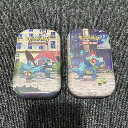 Pokemon TCG Mini Tins x2 Salamence & Feraligatr 30ct + Booster Packs - Image 1