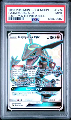 2018 POKEMON SUN & MOON CELESTIAL STORM #177A FULL ART/RAYQUAZA GX PSA 9 - Image 1