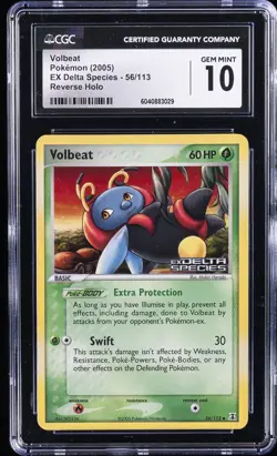 2005 POKEMON EX DELTA SPECIES - REVERSE HOLO #56/113 VOLBEAT CGC 10 GEM MINT - Image 1