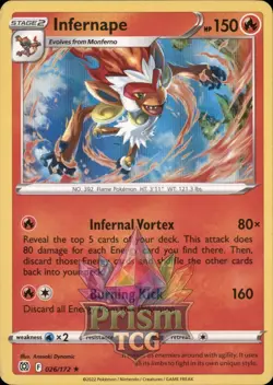 Infernape 26/172 Rare Holo Brilliant Stars Pokemon - Image 1