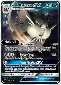 Pokemon - Alolan Raticate GX - Holofoil [CES - 85/168 Near Mint] - Image 1