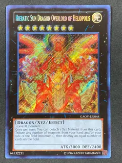 Hieratic Sun Dragon Overlord of Heliopolis GAOV-EN048 Secret Rare 1st Edition LP - Image 1