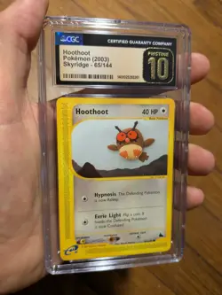 (POP 5) CGC 10 PRISTINE 2003 Pokemon Skyridge Hoothoot 65/144 Card - Image 1