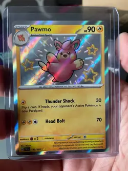 Pokemon Pawmo TCG Card Paldean Fates 143/091 Baby Shiny - Image 1