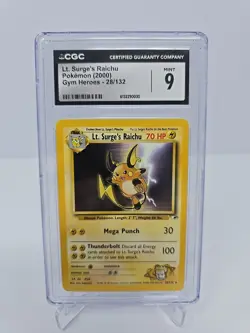 CGC 9 MINT Lt. Surge's Raichu 2000 Gym Heroes 28/132 Pokemon Card - Image 1