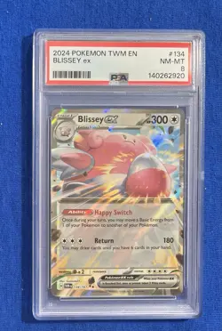 2024 POKEMON TWM EN-TWILIGHT MASQUERADE ULTRA RARE #201 BLISSEY EX PSA 8 - Image 1