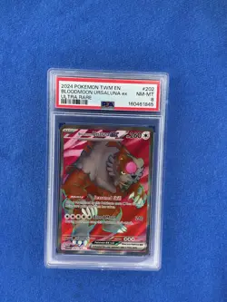 2024 Pokemon Bloodmoon Ursaluna ex 202/167 Twilight Masquerade Ultra Rare PSA 8 - Image 1