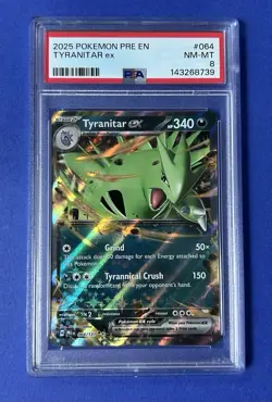 2025 Pokemon PRE EN Tyranitar ex #064 PSA 8 NM-MT - Image 1