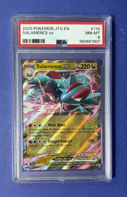 2025 Pokemon JTG EN Salamence ex #114 PSA 8 NM-MT - Image 1