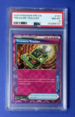 2025 Pokemon PRE EN Treasure Tracker #131 PSA 8 NM-MT - Image 1