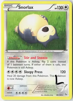 Snorlax 80/106 Rare Flashfire Pokemon Lightly Played - Image 1