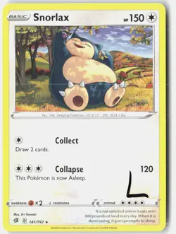 Snorlax 141/192 Rare Rebel Clash Pokemon Lightly Played - Image 1