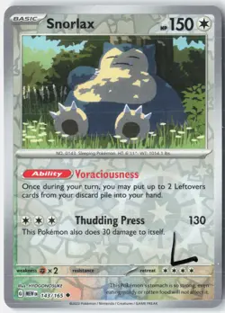 Snorlax 143/165 Uncommon 151 Pokemon Reverse Holo Lightly Played - Image 1