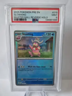 PSA 9 Slowking #019 Master Ball Reverse Holo 2025 Pokemon PRE English Mint - Image 1