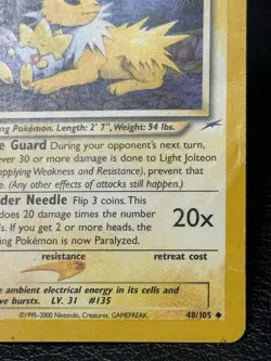 Light Jolteon 48/105 - 1st Edition - Vintage Pokemon TCG: Neo Destiny - HP - Image 4